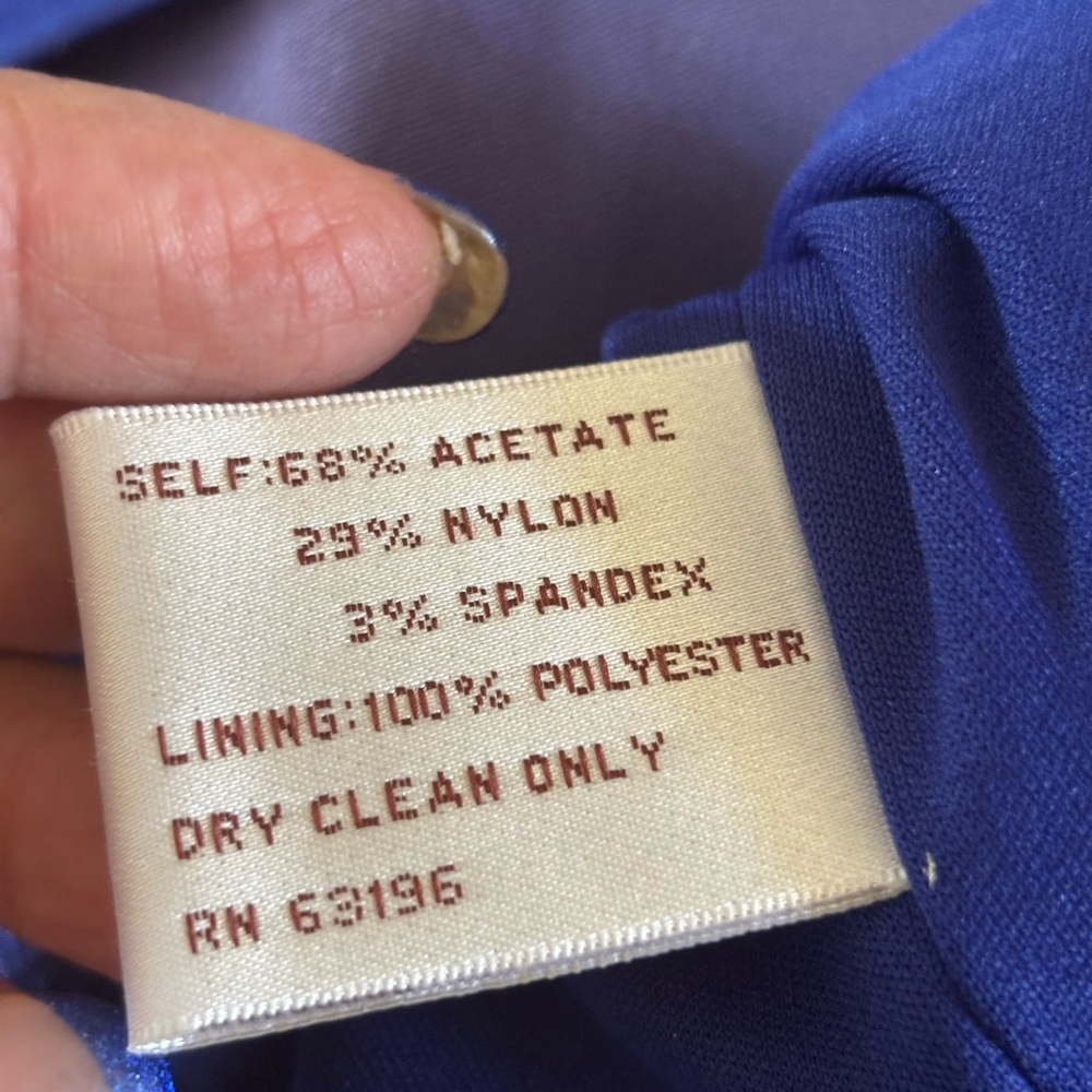 Suzi Chin for Maggy Boutique Cobalt Blue Satin Ruched Midi Dress - Picture 9 of 10